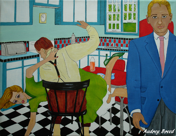 To The Moon Alice is an acrylic and ink on canvas painting by Audrey Breed.