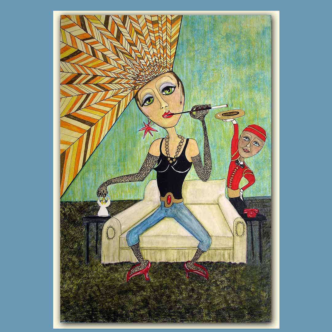 Eggcentric mixed media on paper by Audrey Breed