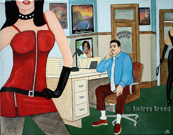 Birthday at the Office - mixed media on 8 x 10 x 1/2 inch canvas, unframed.