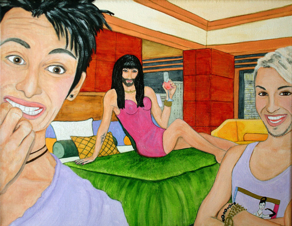 Conchita, Conchita, Conchita original acrylic and ink on 11 x 14 x 3/4 inch canvas framed painting by Audrey Breed.