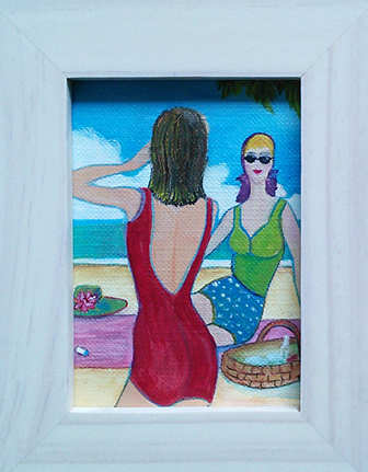 At the Beach - oil on canvas paper by Audrey Breed.