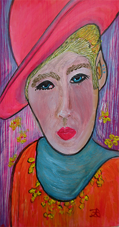 Urban Cowboy - oil on 6 x 3 x 3/4 inch panel by Audrey Breed.