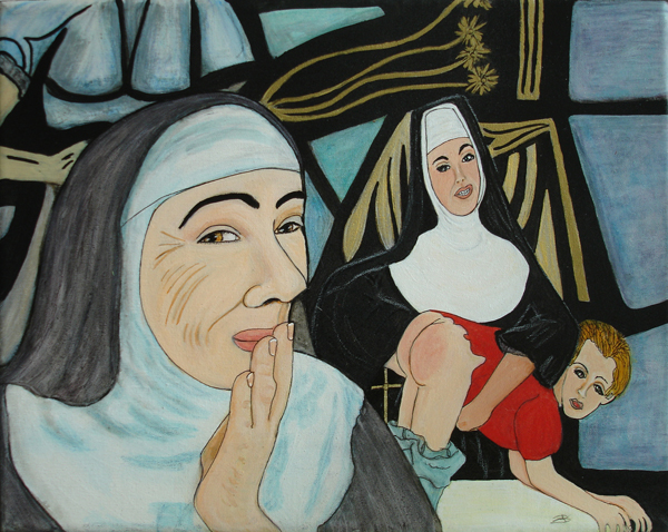 Stained Glass original painting by Audrey Breed - acrylic and ink on 8 x 10 x 3/4 inch canvas, unframed.