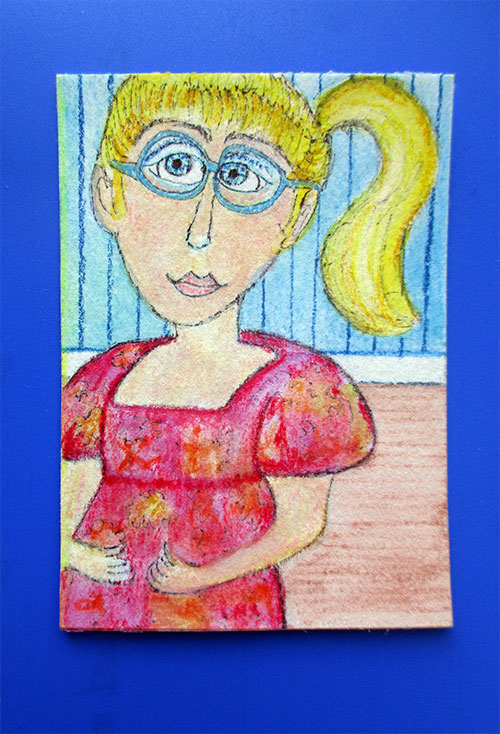 Almost Mother's Day - mixed media aceo 3.5" x 2.5"