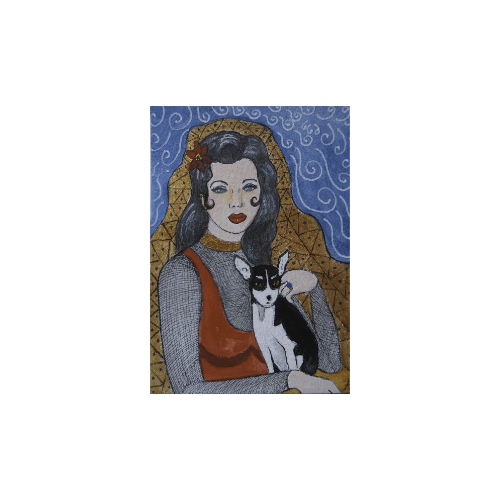 Leilani and Piko - ACEO Mixed media on 3.5 x 2.5 inch cotton paper - sold