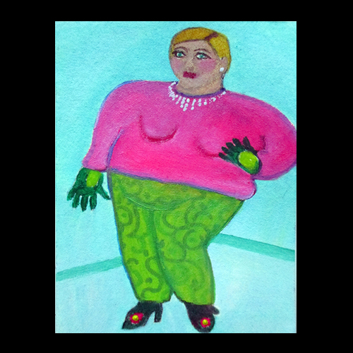 Judy - ACEO oil painting on cotton paper by Audrey Breed.