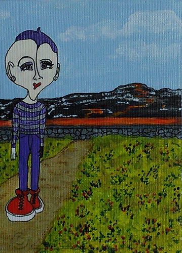 Maxence - mixed media painting on canvas paper by Audrey Breed.