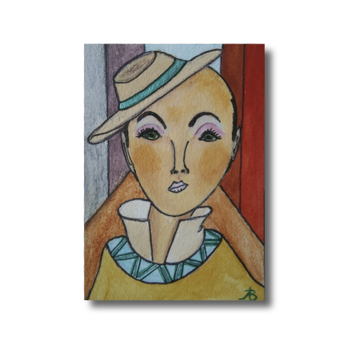 Pascal - mixed media painting on cotton paper by Audrey Breed.