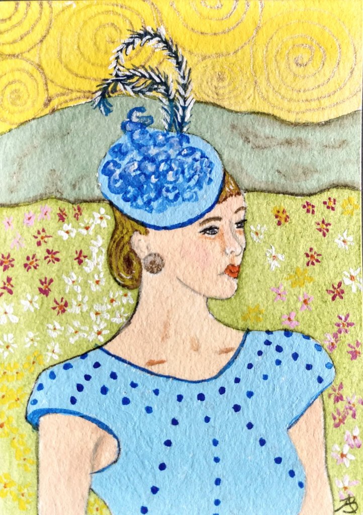 Woman wearing a hat painting by Audrey Breed 