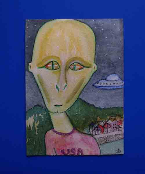 Alien ACEO by Audrey Breed