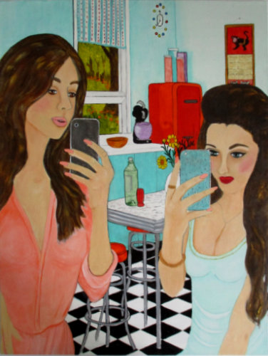 16 x 12 x 1/8 inch acrylic and ink on panel painting by Audrey Breed