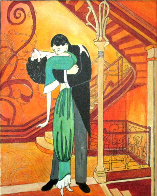 Date With a Vampire Mixed media painting by Audrey Breed