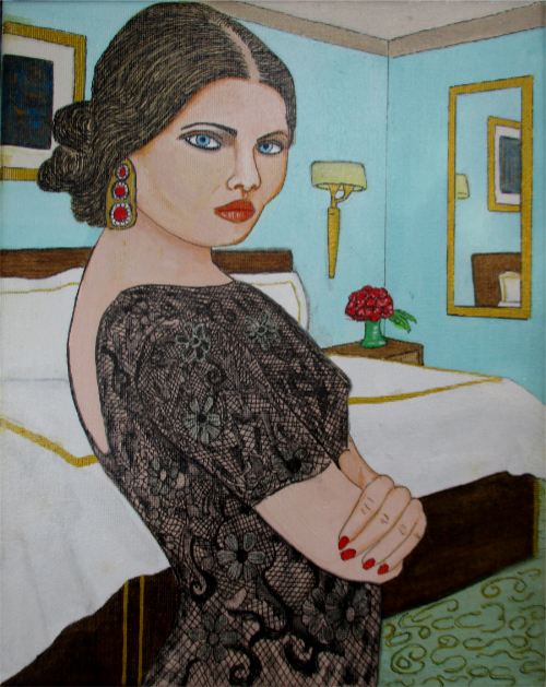 The Hotel Mixed media painting by Audrey Breed