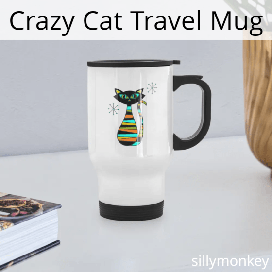 Crazy Cat Travel Mug by Silly Monkey