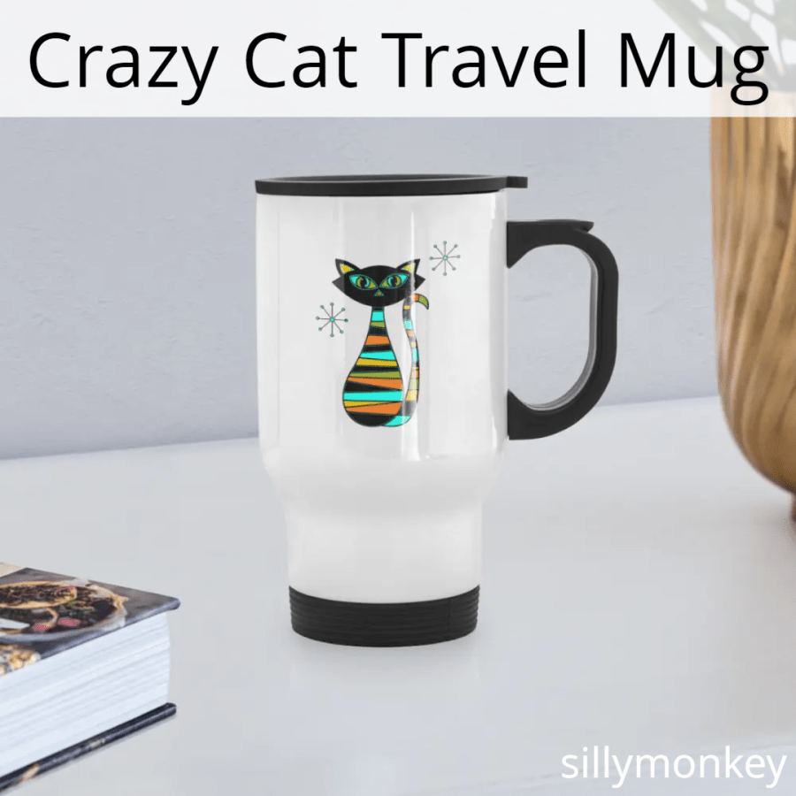 Crazy Cat Travel Mug by Silly Monkey