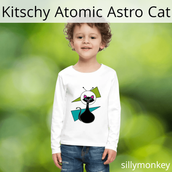 Kitschy Atomic Astro Cat Kids T-shirt