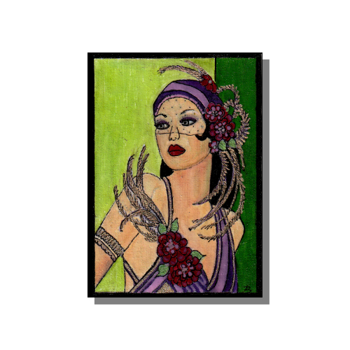 ACEO of woman in the Art Deco style.