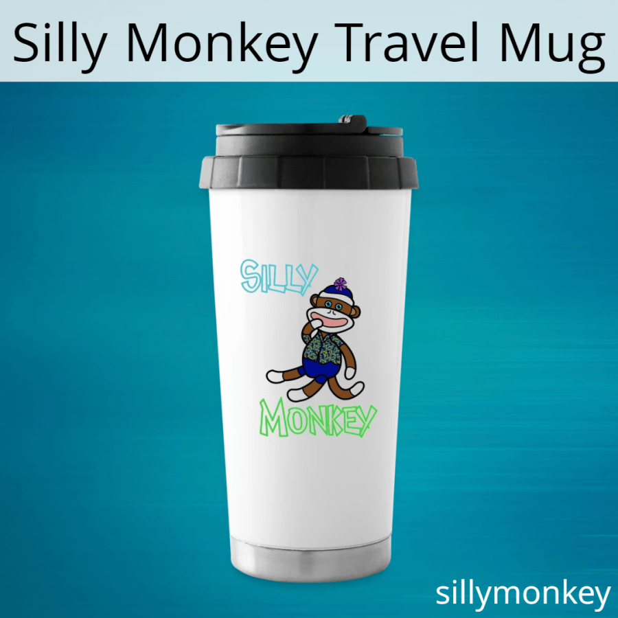 Silly Monkey travel mug.