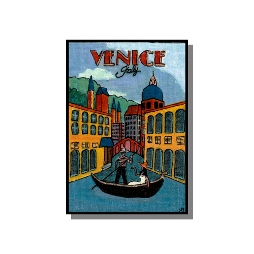 Venice Italy ACEO ATC miniature of travel poster.