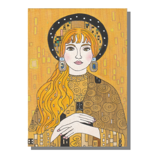 Golden portrait of a woman by Audrey Breed.