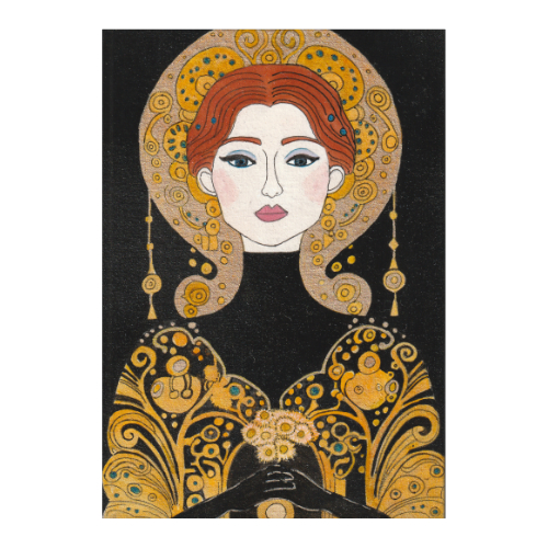 Celeste Mixed media painting on 7 x 5 x 1/4 inch canvas panel by Audrey Breed.