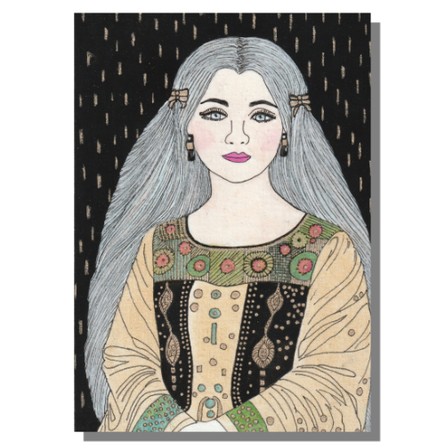 Janse Acrylic and ink painting on 7 x 5 x 1/4 inch canvas panel by Audrey Breed