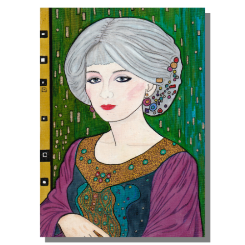 Paula Acrylic and ink painting on 7 x 5 x 1/4 inch canvas panel by Audrey Breed