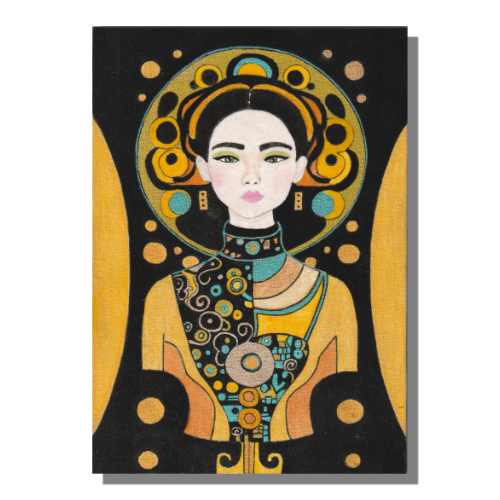 Surreal mixed media painting of woman by Audrey Breed