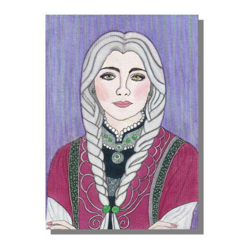 Deborah Mixed media painting on 7 x 5 x 1/4 inch canvas panel by Audrey Breed