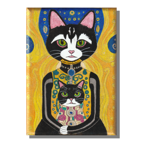 Princess and Jasper Mixed media painting on 7 x 5 x 3/4 inch linen canvas by Audrey Breed