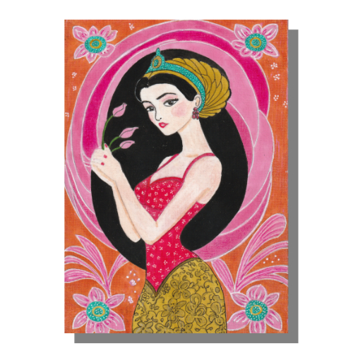 Helena Mixed media painting by Audrey Breed on 7 x 5 x 1/4 inch cotton canvas panel.