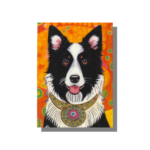 Border Collie Mixed media painting on 3.5 x 2.5 inch Arches 140 lb, archival, 100% cotton paper