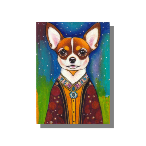 Chihuahua Mixed media painting on 3.5 x 2.5 inch Arches 140 lb, archival, 100% cotton paper