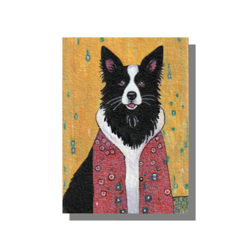 Duke Mixed media painting on 3.5 x 2.5 inch Arches 140 lb, archival, 100% cotton paper by Audrey Breed