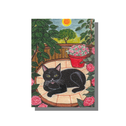 Jasper Mixed media painting on 3.5 x 2.5 inch Arches 140 lb, archival, 100% cotton paper