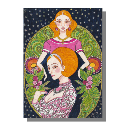 July 4th Mixed media painting on 7 x 5 x 1/4 inch cotton canvas panel