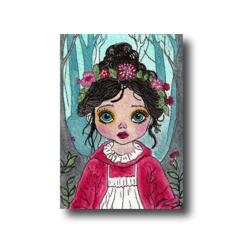 Puppet #11 ACEO Series oil & ink painting by Audrey Breed on 3.5 x 2.5 inch Arches 140lb, 100% cotton, archival paper.