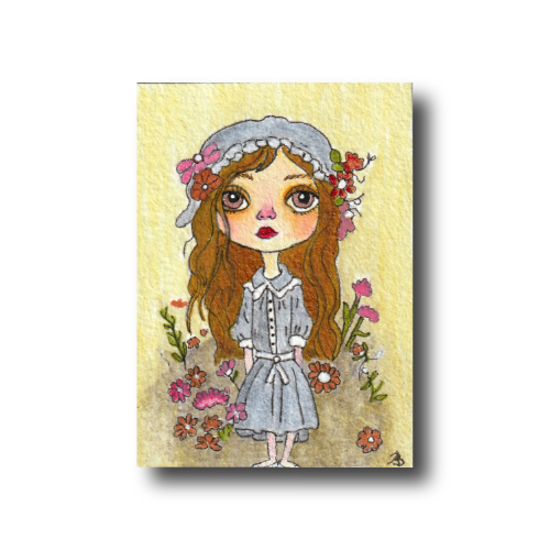 Puppet #9 ACEO Series oil & ink painting on 3.5 x 2.5 inch Arches 140lb, 100% cotton, archival paper