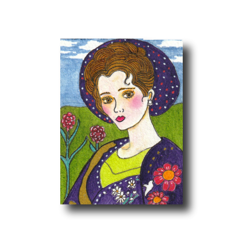 River - ACEO oil & ink on 3.5 x 2.5 inch Arches 140lb, 100% cotton, archival paper